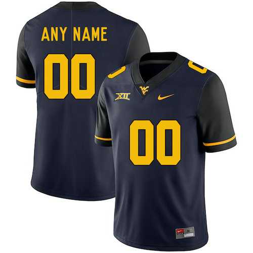 Mens West Virginia Mountaineers Navy Customized College Jersey->customized ncaa jersey->Custom Jersey